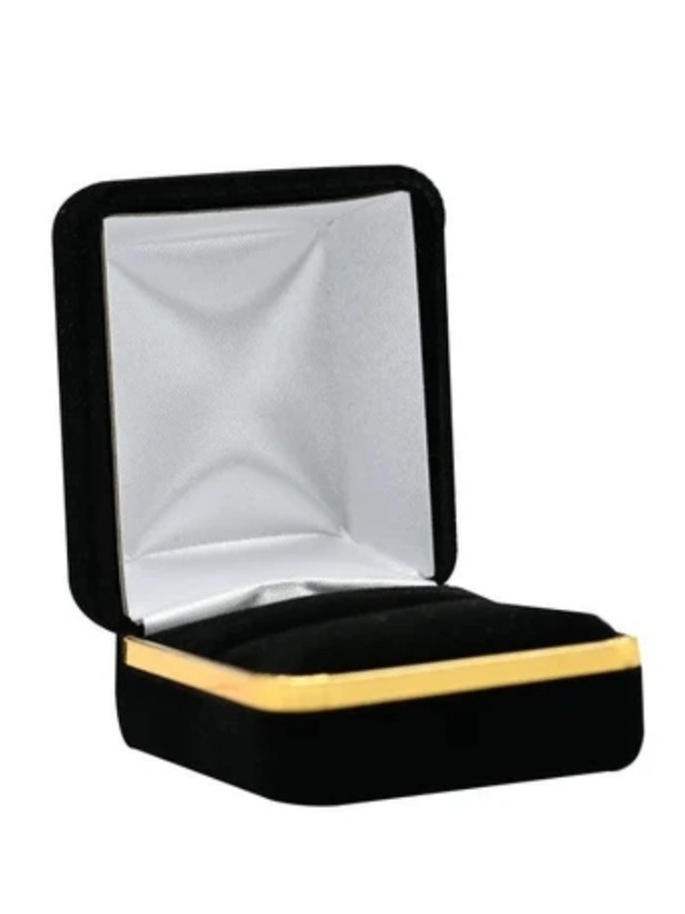 Black Velvet Ring Jewelry Box with Gold Trim - Jewelry Presentation Case